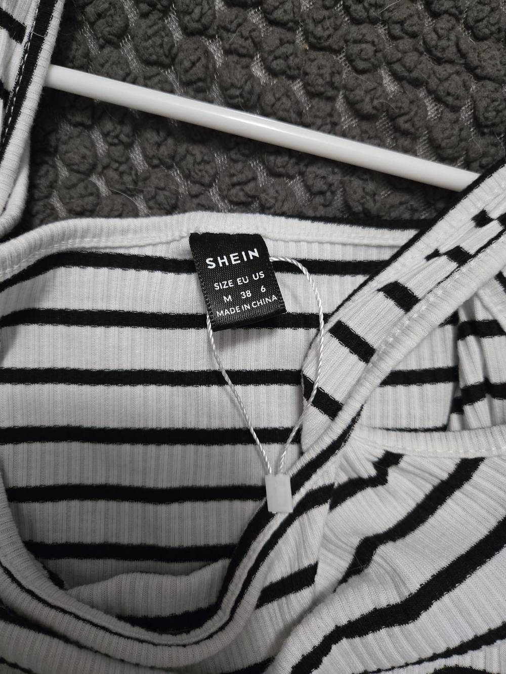 SHEIN Black & White Striped Ribbed Bandeau Tank Dress